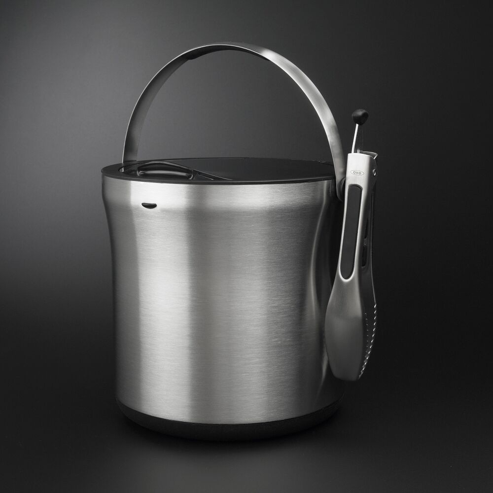 Steel Ice Bucket & Tong Set B0
