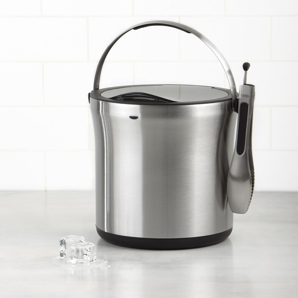 Steel Ice Bucket & Tong Set B0