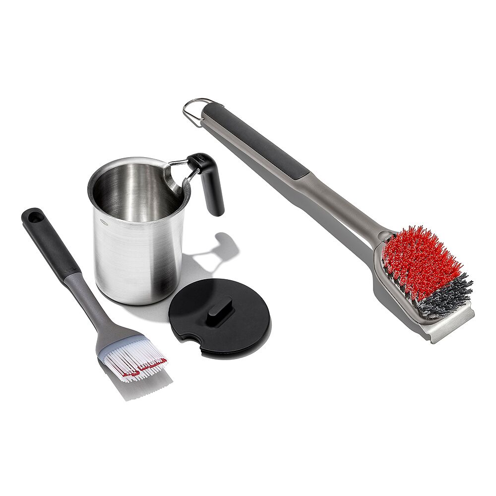 Grilling Basting Pot and Brush Set & Nylon Grill Brush for Cold Cleaning Bundle H7