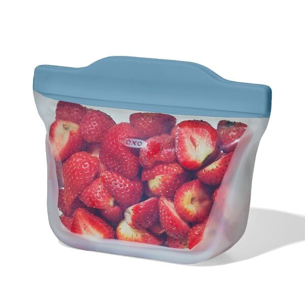 Silicone Reusable Bag Stand-Up Snack (12 oz) - Ocean Blue H1