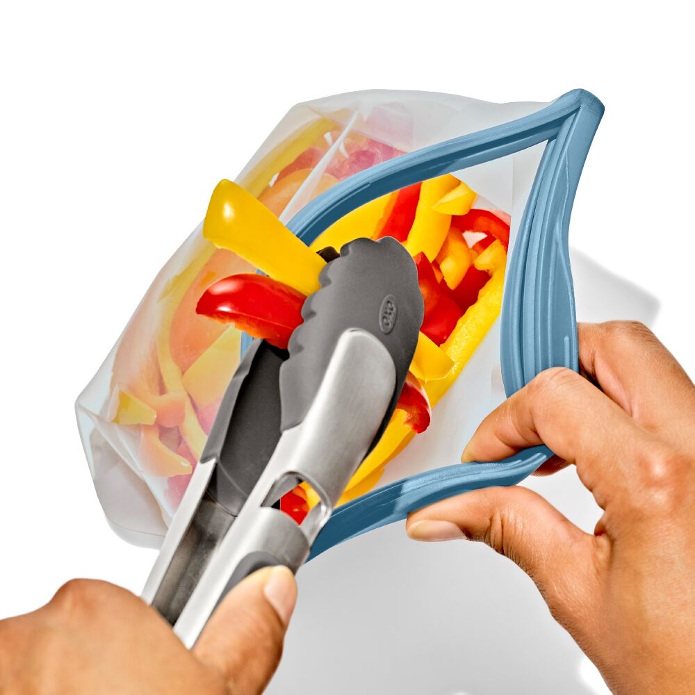 Silicone Reusable Bag Stand-Up Quart (32 oz) - Ocean Blue L3