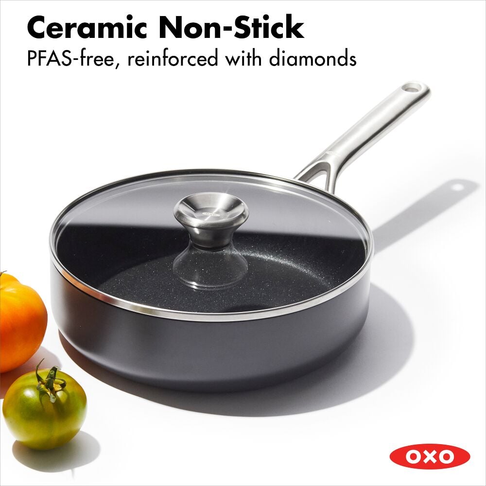 Ceramic Professional Non-Stick 3-Quart Sauté Pan with Lid A6