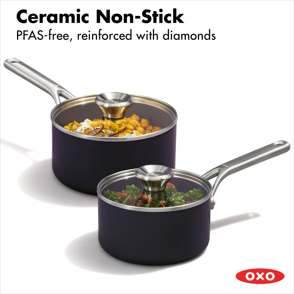 Ceramic Professional Non-Stick 4-Piece Saucepan Set (1.7 Qt & 2.3 Qt) G6