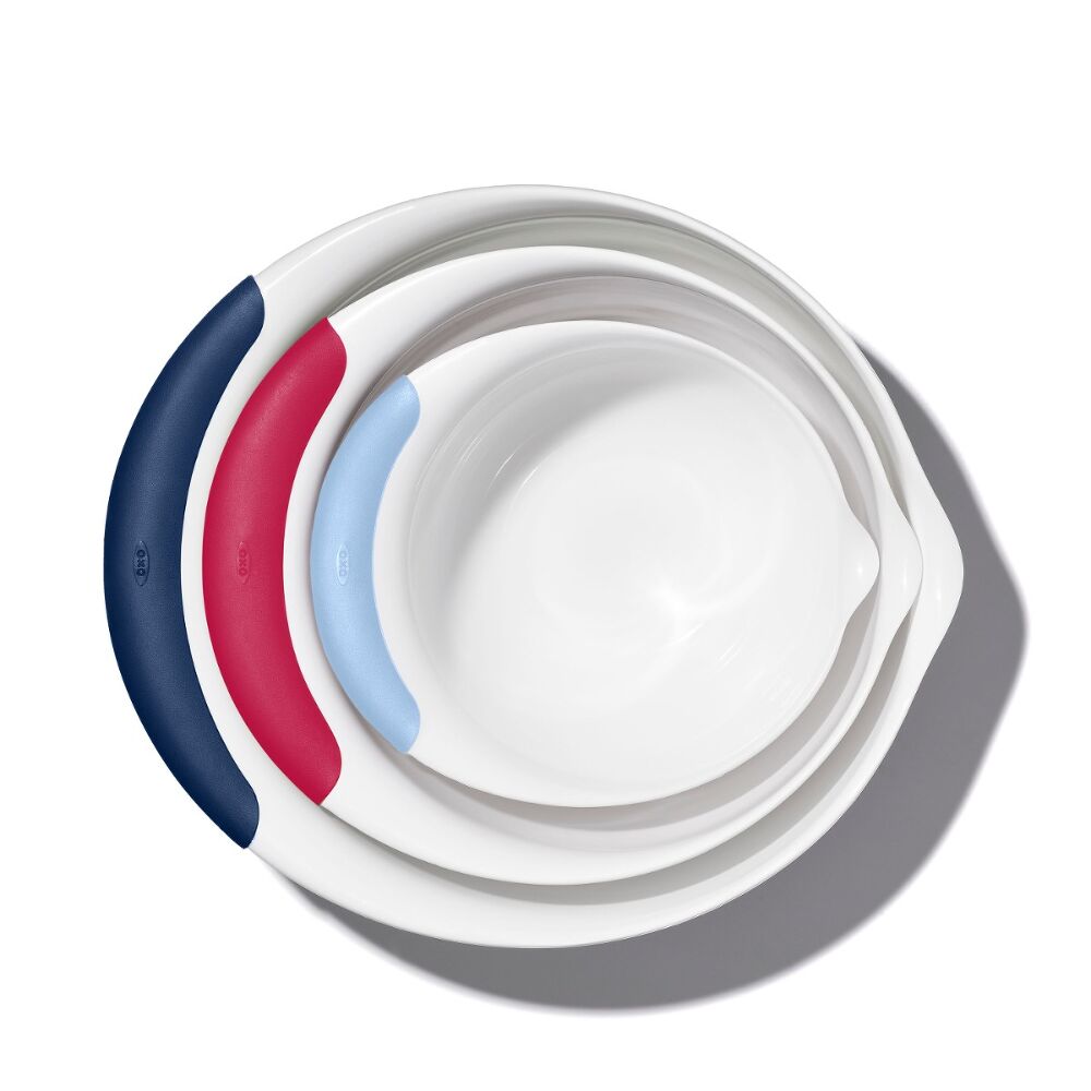 3 Piece Mixing Bowl Set New Colored Handles D3