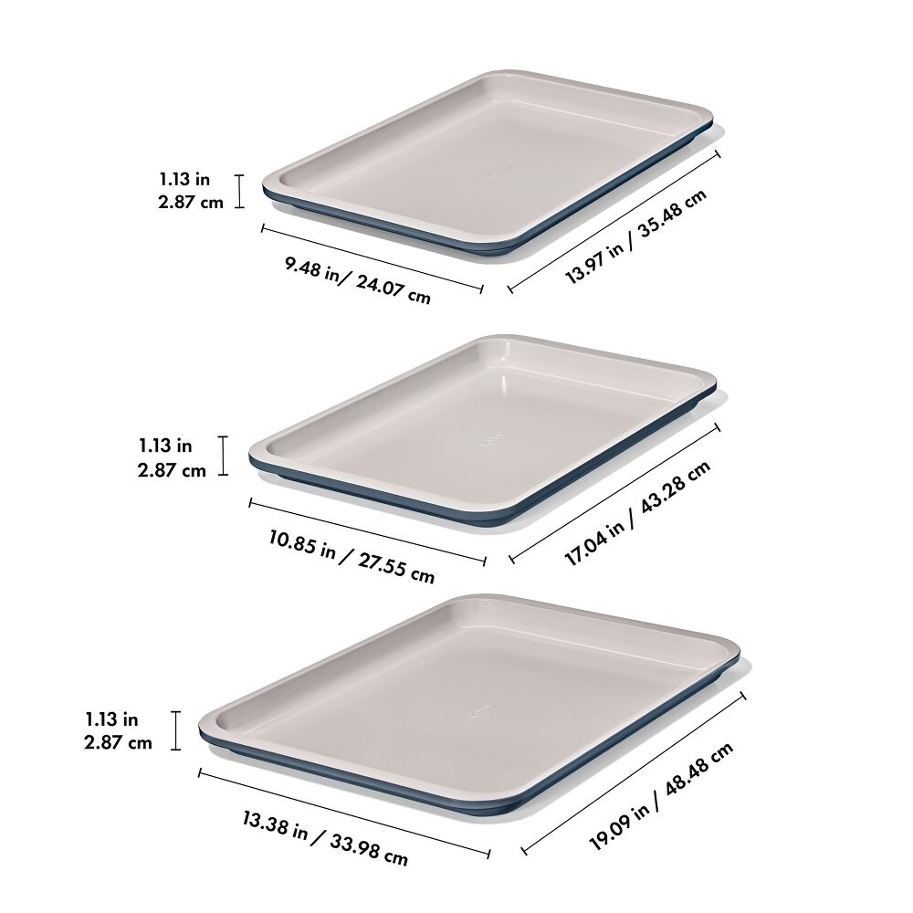 Non-Stick Pro Ceramic Coated Metal Bakeware 3 Pc Set O5