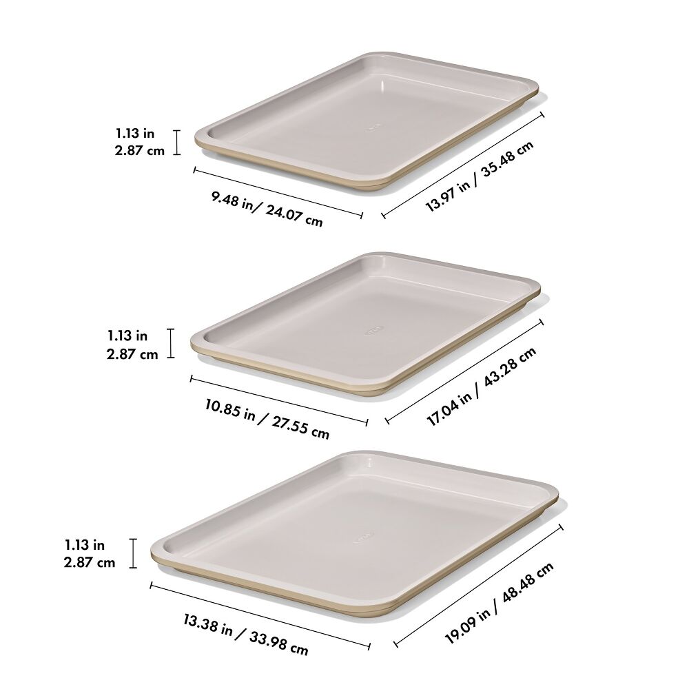 Non-Stick Pro Ceramic Coated Metal Bakeware 3 Pc Set O5