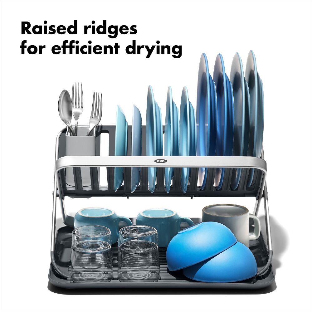 OXO Good Grips Aluminum Fold Flat Dish Rack X9