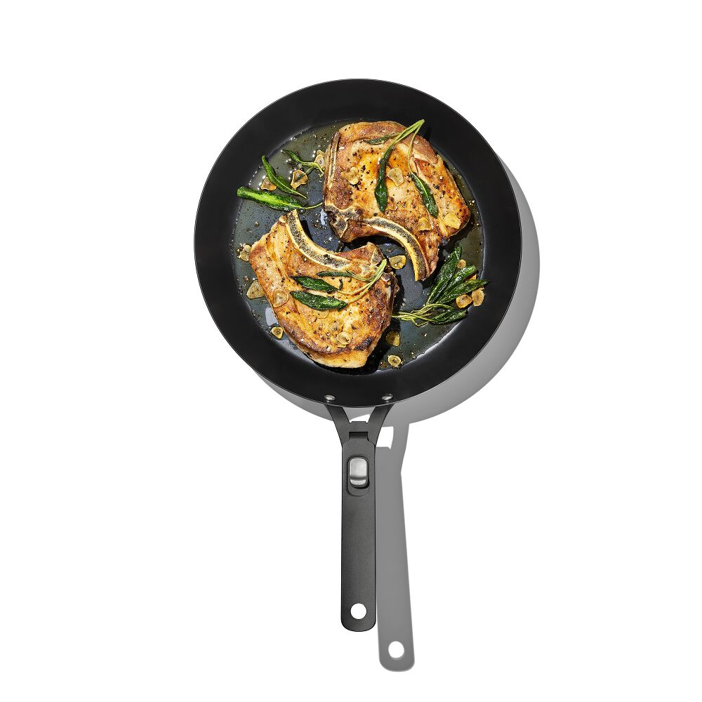 Outdoor 12-inch Carbon Steel Pan with Removable Handle R0