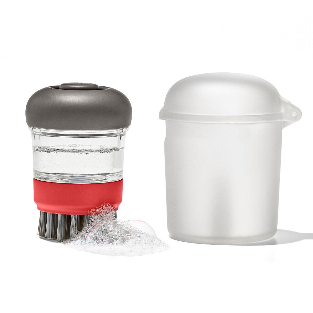 Outdoor Soap Dispensing Dish Brush with Storage Case R0