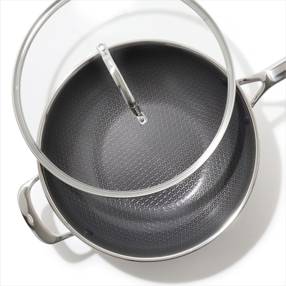 Trident Hybrid Non-Stick Stainless Steel 5 Qt Wok with Lid W4