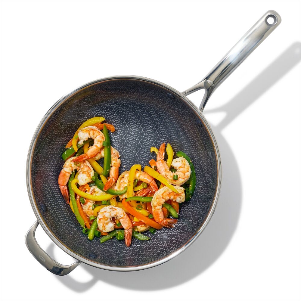 Trident Hybrid Non-Stick Stainless Steel 5 Qt Wok with Lid W4