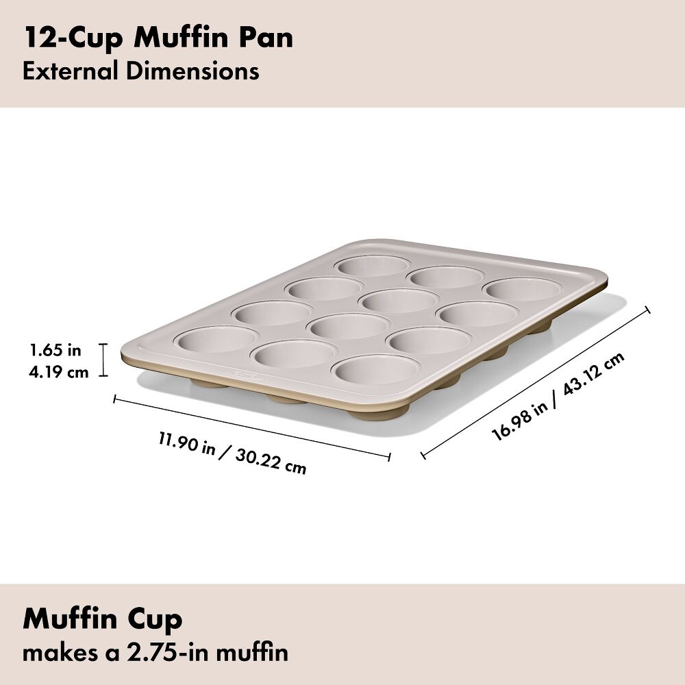 Non-Stick Pro Ceramic Coated Metal Bakeware 12 Cup Muffin Pan A8