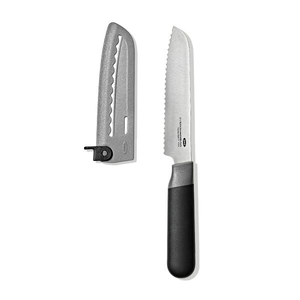 5 in Serrated Utility Knife with Locking Sheath I1