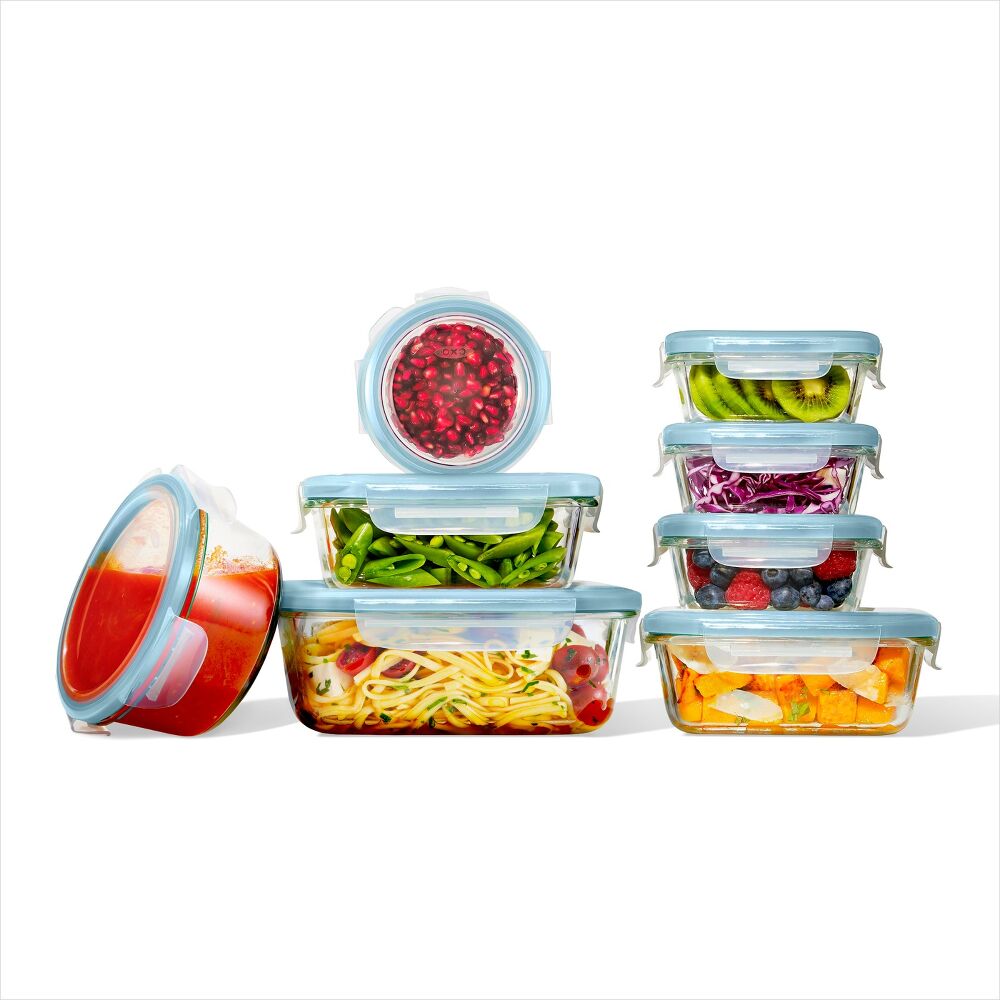 16-Piece Smart Seal Glass Everyday Container Set - Arctic Blue T3