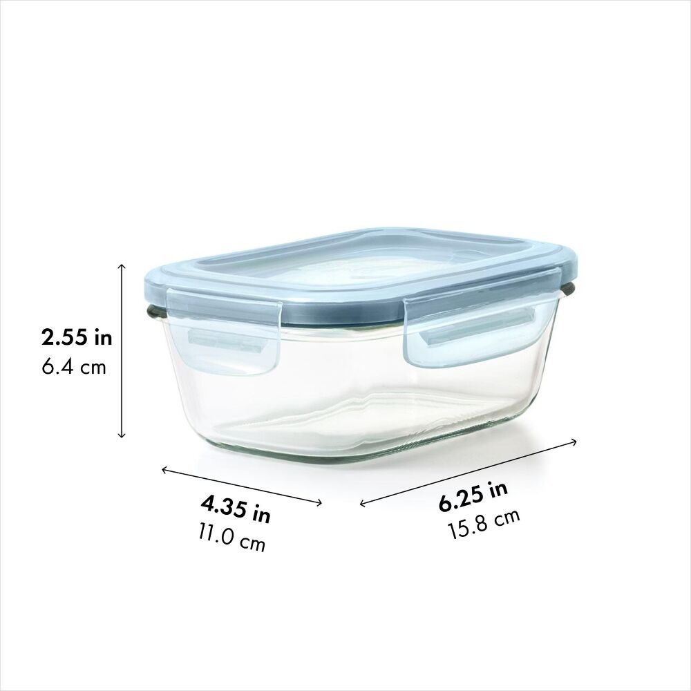 Smart Seal 1.6-Cup Glass Rectangle Container - Arctic Blue K8