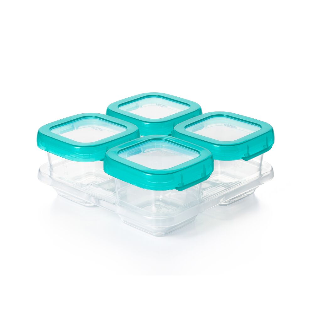 6 oz Baby Blocks™ Plastic Freezer Storage Containers - Tot Teal X3
