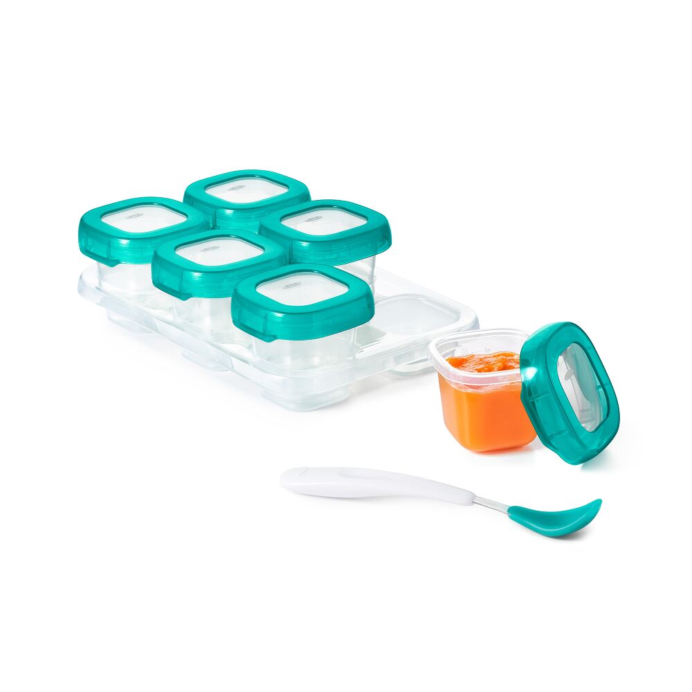 2 oz Baby Blocks™ Plastic Freezer Storage Containers - Tot Teal P7