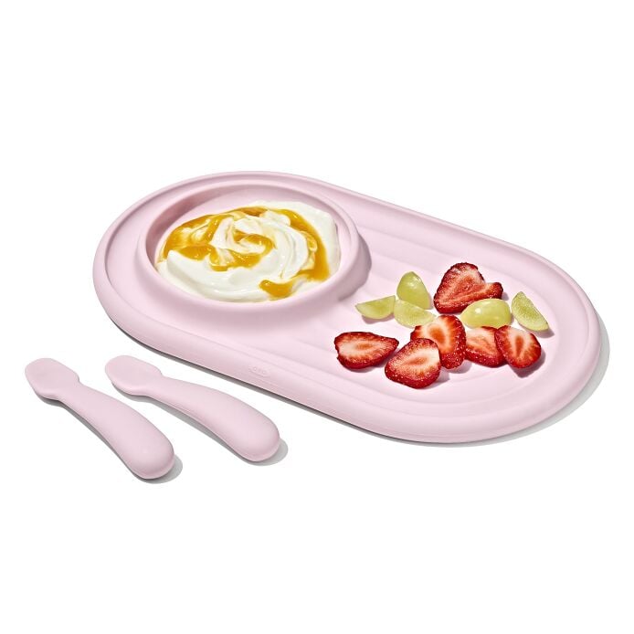 Textured Suction Plate & Spoons Set – 3-Piece J4