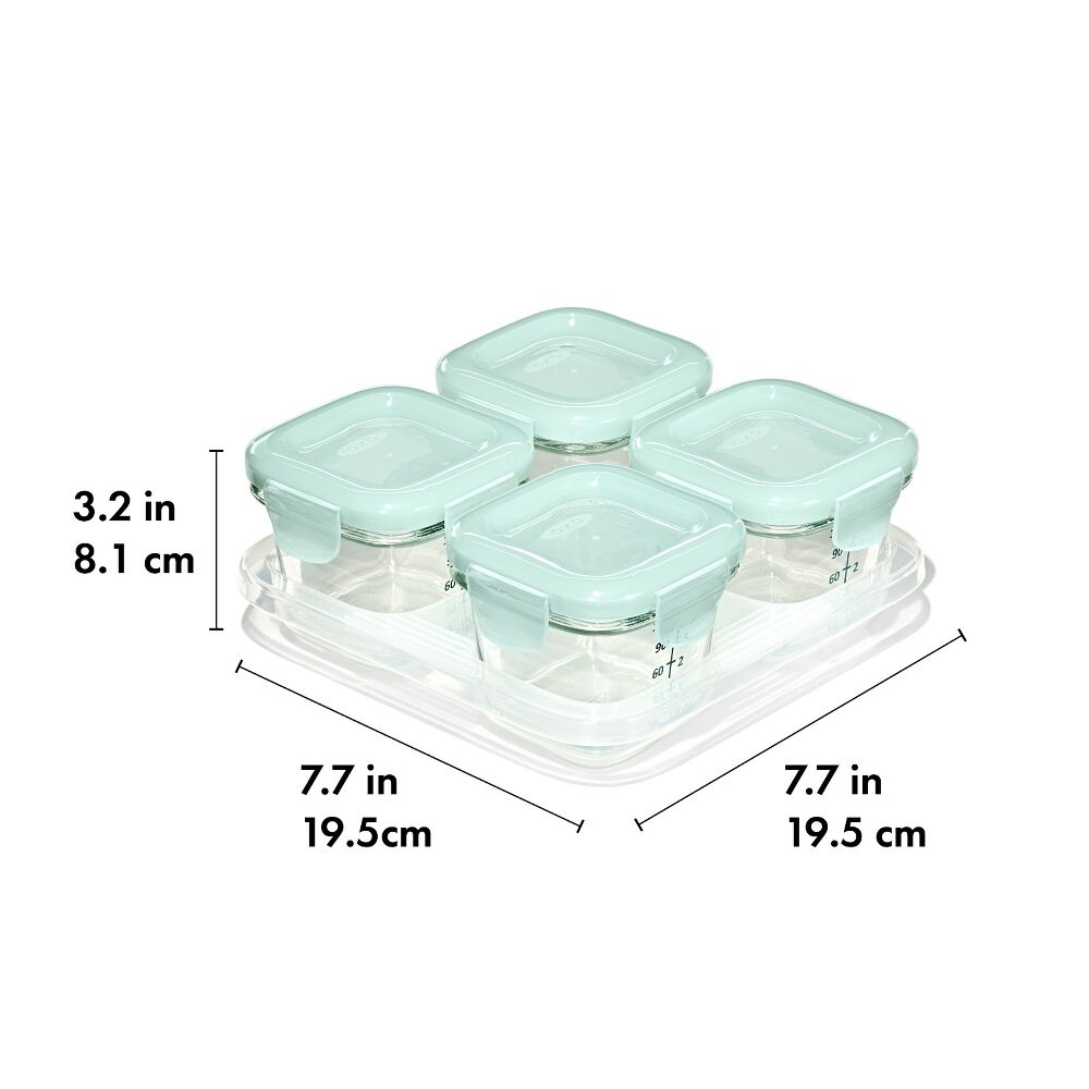 Glass Baby Blocks Food Storage Containers (4 oz) - Opal E0