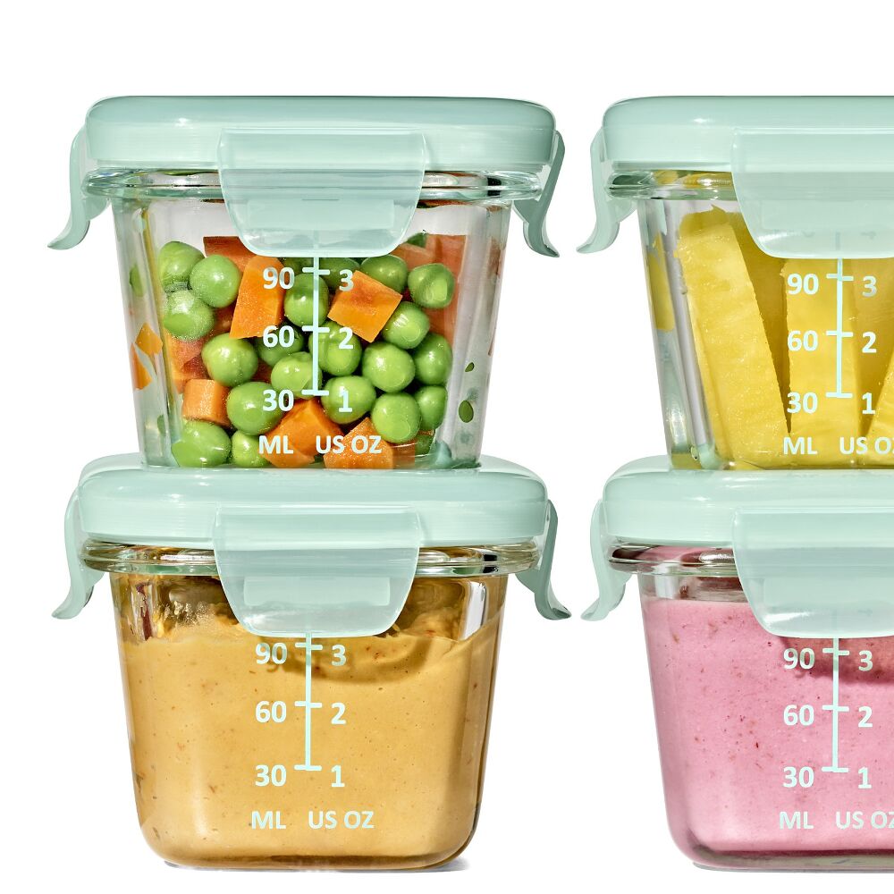 Glass Baby Blocks Food Storage Containers (4 oz) - Opal E0