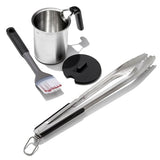 Grilling Basting Pot and Brush Set & Grilling Tongs with Built-In Bottle Opener Bundle N5