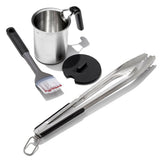 Grilling Basting Pot and Brush Set & Grilling Tongs with Built-In Bottle Opener Bundle N5