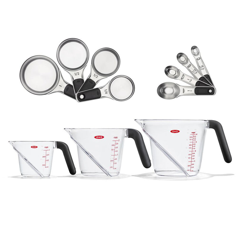 3 Piece Angled Measuring Cup Set & Stainless Steel Measuring Cups and Spoons Set Bundle K5