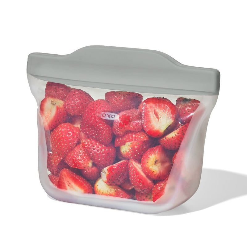 Silicone Reusable Bag  Stand-Up Snack (12 oz) - Fog K3