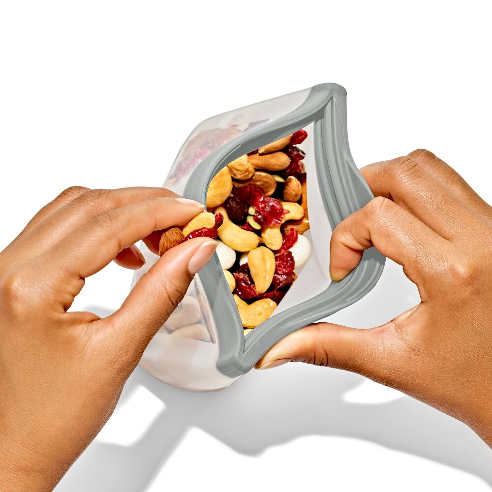 Silicone Reusable Bag  Stand-Up Snack (12 oz) - Fog T0