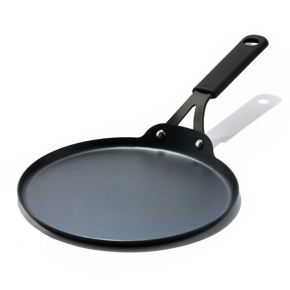Obsidian Carbon Steel 10-Inch Crêpe Pan with Silicone Sleeve A6