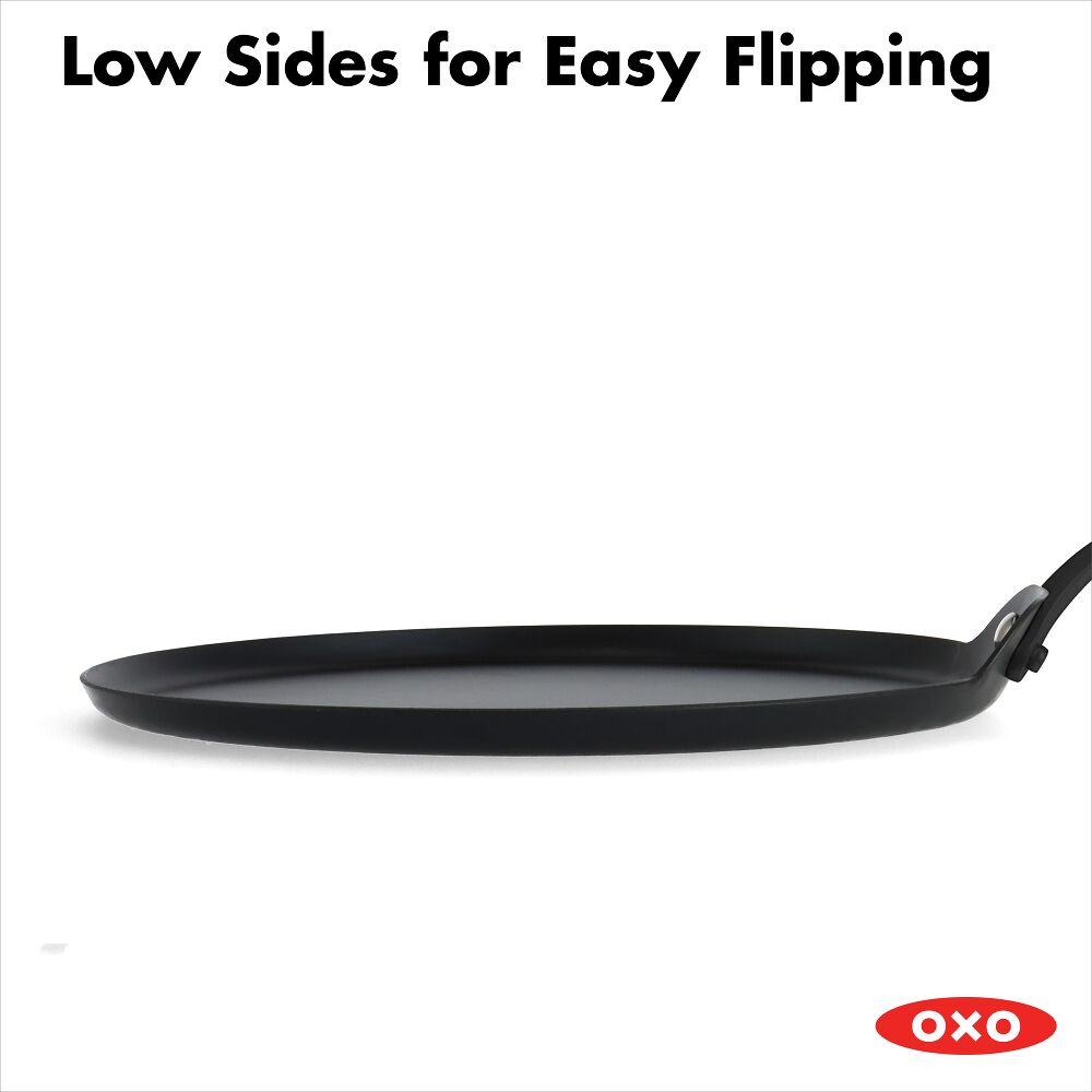 Obsidian Carbon Steel 10-Inch Crêpe Pan with Silicone Sleeve A6