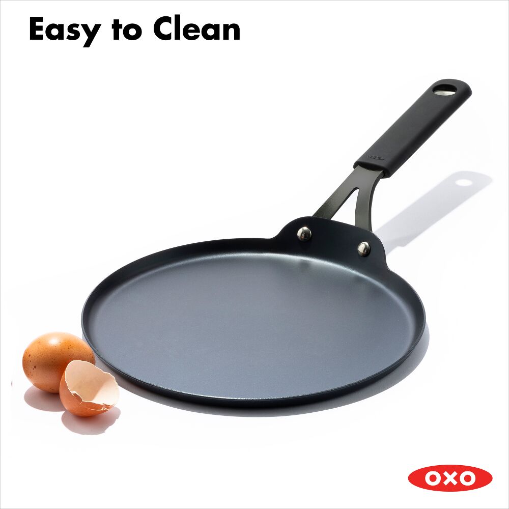 Obsidian Carbon Steel 10-Inch Crêpe Pan with Silicone Sleeve A6