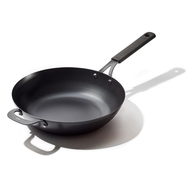 Carbon Steel Obsidian Series 12-Inch Wok with Silicone Sleeve S3