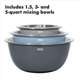 3-Piece Stainless Steel Mixing Bowl Set - Blue/Gray P5