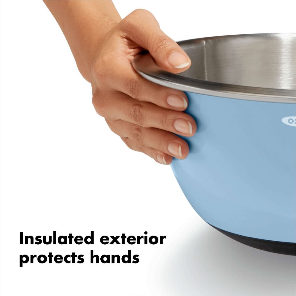 3-Piece Stainless Steel Mixing Bowl Set - Blue/Gray P5