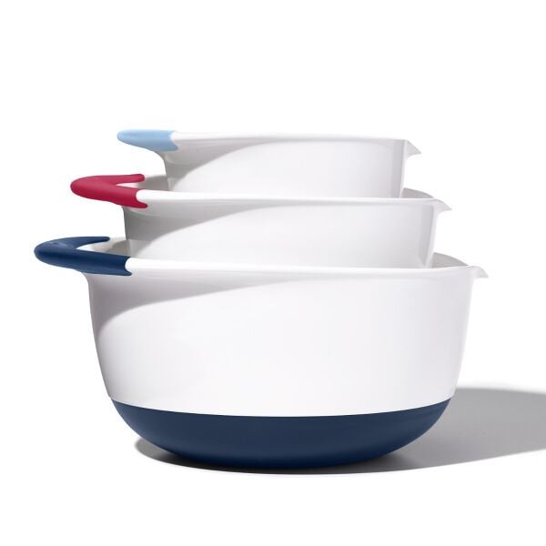 3 Piece Mixing Bowl Set New Colored Handles D3