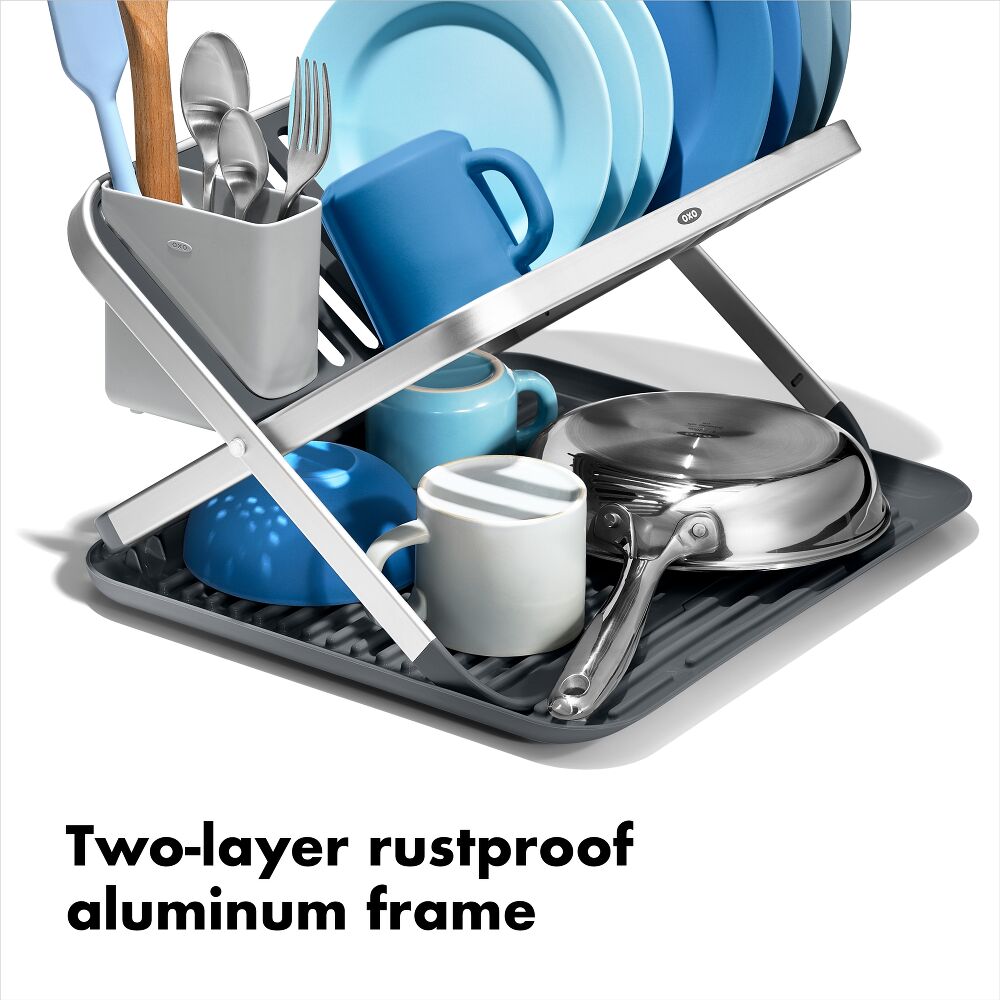 OXO Good Grips Aluminum Fold Flat Dish Rack X9