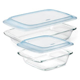 Glass Baking Dish with Lid (2.0 Qt) and Glass Baking Dish with Lid (3.0 Qt) Bundle D3