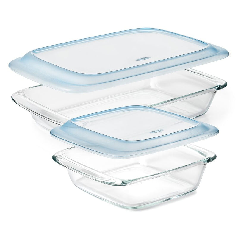 Glass Baking Dish with Lid (2.0 Qt) and Glass Baking Dish with Lid (3.0 Qt) Bundle D3