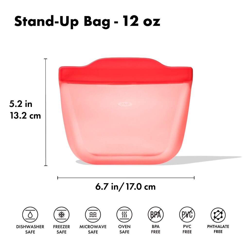 Silicone Reusable Bag - Stand-Up Snack (12 oz) – Watermelon V0