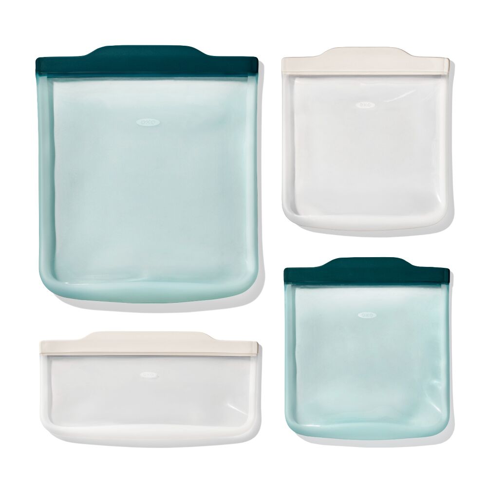 Silicone Reusable Bag - 4 Piece Starter Set - Oat/Lagoon U7