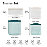 Silicone Reusable Bag - 4 Piece Starter Set - Oat/Lagoon U7