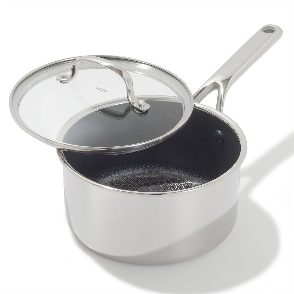 Trident Hybrid Non-Stick Stainless Steel 2.5 Qt Saucepan with Lid E1
