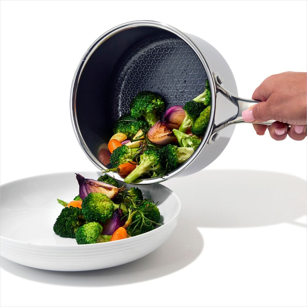 Trident Hybrid Non-Stick Stainless Steel 2.5 Qt Saucepan with Lid E1