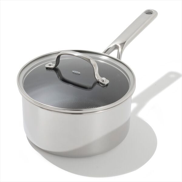 Trident Hybrid Non-Stick Stainless Steel 2.5 Qt Saucepan with Lid E1