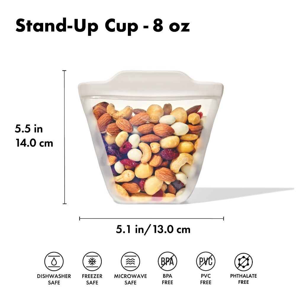 Silicone Reusable Bag - Stand-Up Cup (8 oz) - Oat J6