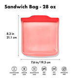 Silicone Reusable Bag - Sandwich Bag (28 oz) - Watermelon B8