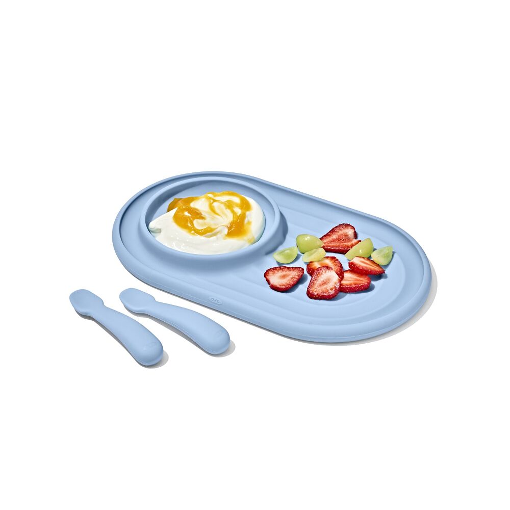 Textured Suction Plate & Spoons Set – 3-Piece J4